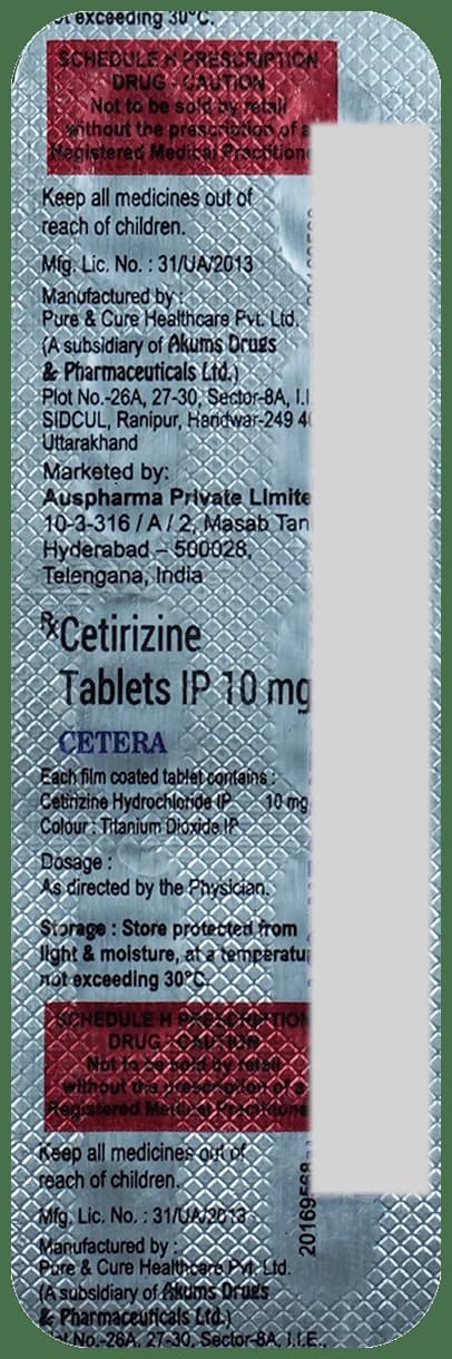 Cetera 10mg Tablet thumbnail 3