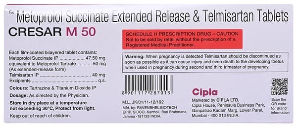 Cresar M 40mg/50mg Tablet thumbnail 2