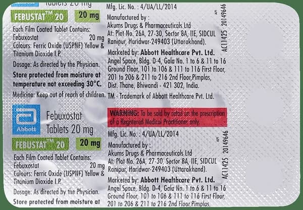 Febustat 20mg Tablet thumbnail 3