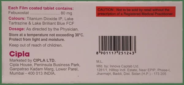 Febutec 80mg Tablet thumbnail 2