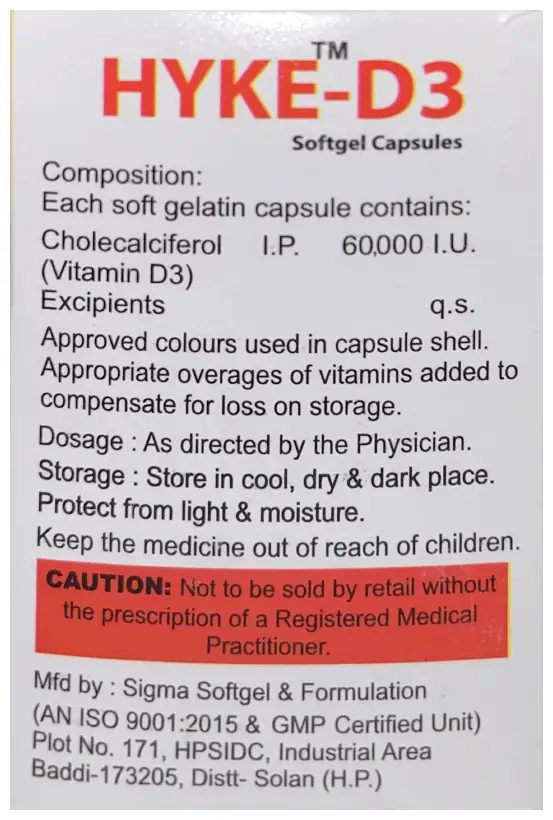 Hyke-D3 Softgel Capsule thumbnail 2