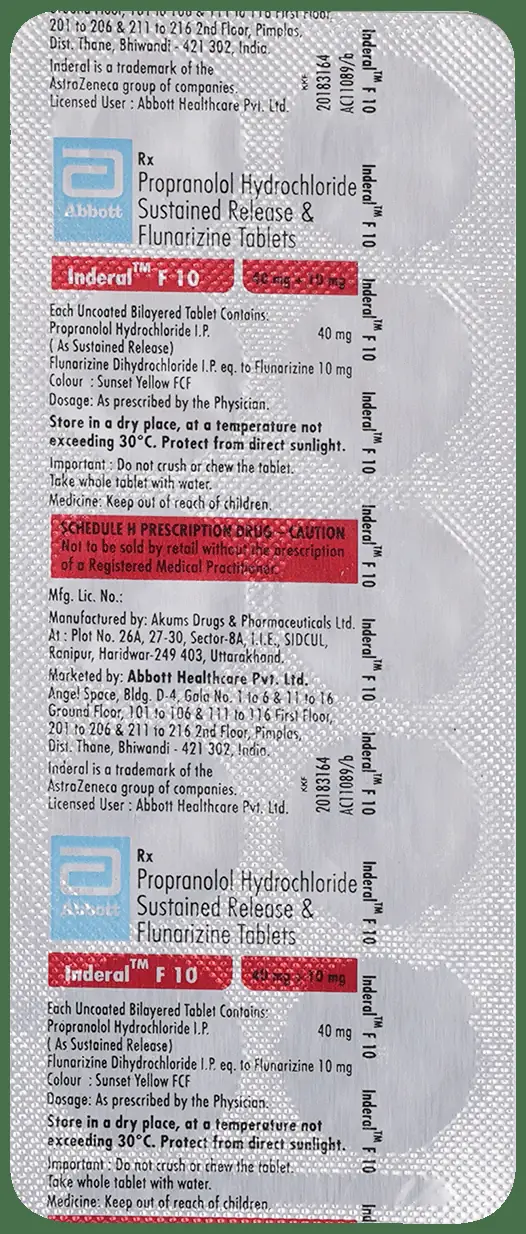 Inderal F 10 Tablet SR thumbnail 2