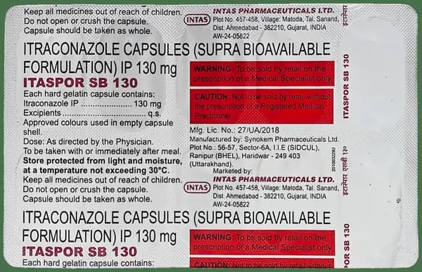 Itaspor-SB 130mg Capsule thumbnail 3