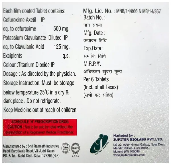 Jupicef 500mg/125mg Tablet