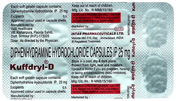 Kuffdryl D 25mg Capsule thumbnail 3