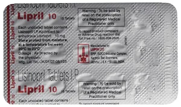 Lipril 10 Tablet thumbnail 2