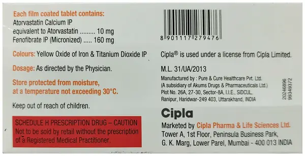 Lipvas F 10mg/160mg Tablet