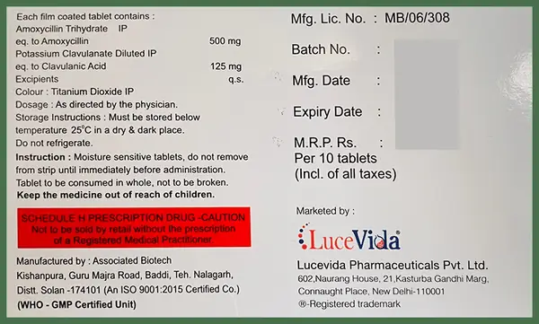 Lucemox CV 625 Tablet