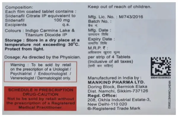 Manforce 100mg Tablet