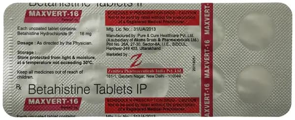 Maxvert 16mg Tablet