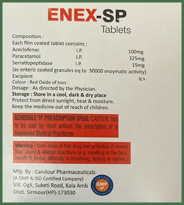Enex SP 100mg/325mg/15mg Tablet thumbnail 2