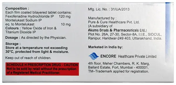 Fexokast 10 mg/120 mg Tablet thumbnail 2