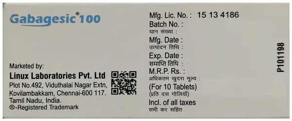 Gabagesic 100mg Tablet thumbnail 5