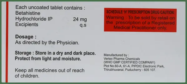 Neurohist 24mg Tablet thumbnail 2