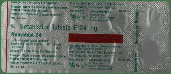 Neurohist 24mg Tablet thumbnail 5