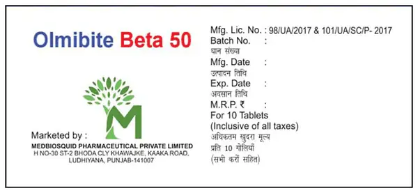 Olmibite Beta 50 Tablet ER