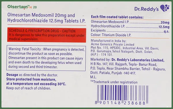 Olsertain-H -20 Tablet