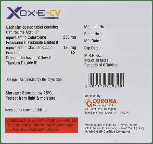 Xoxe-CV 250mg/125mg Tablet thumbnail 2