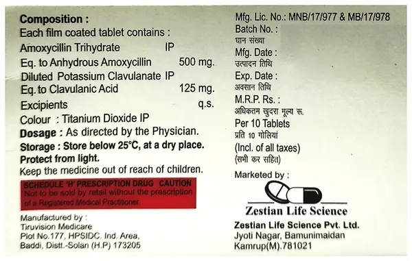 Zeemox CV 625mg Tablet