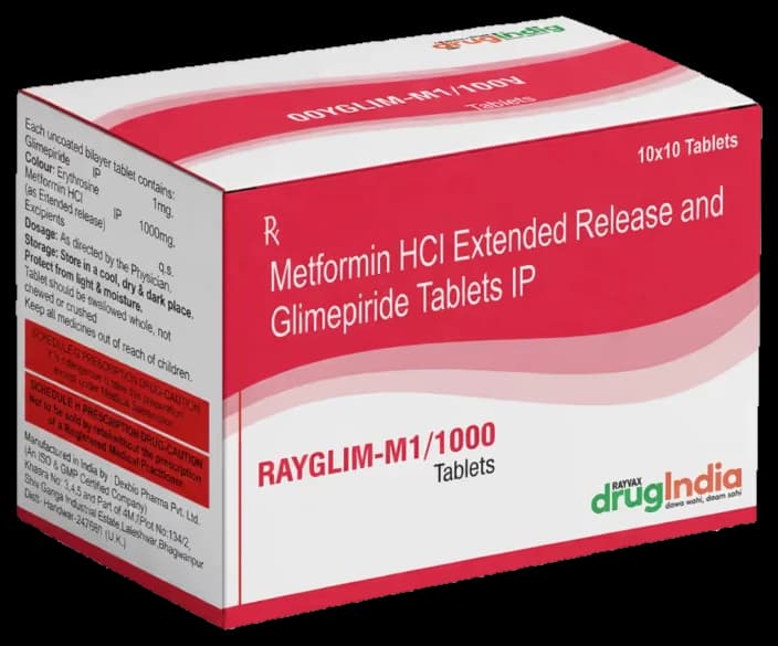 Rayglim-M1/1000 carton — 10 × 10 tablets