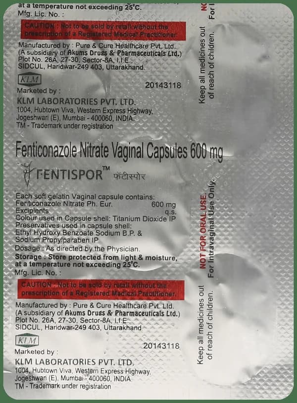 Fentispor 600mg Vaginal Capsule