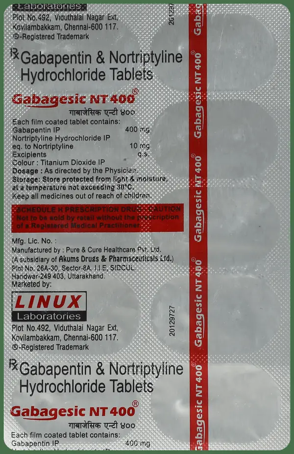 Gabagesic NT 400mg/10mg Tablet