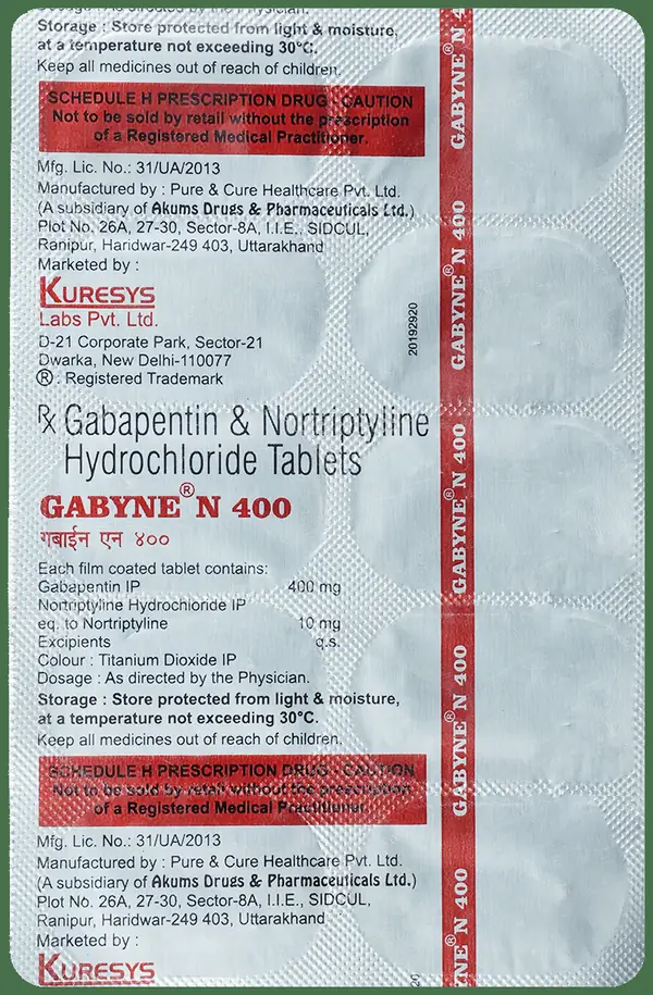 Gabyne N 400mg/10mg Tablet