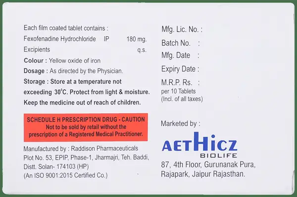 Getzine FX 180mg Tablet