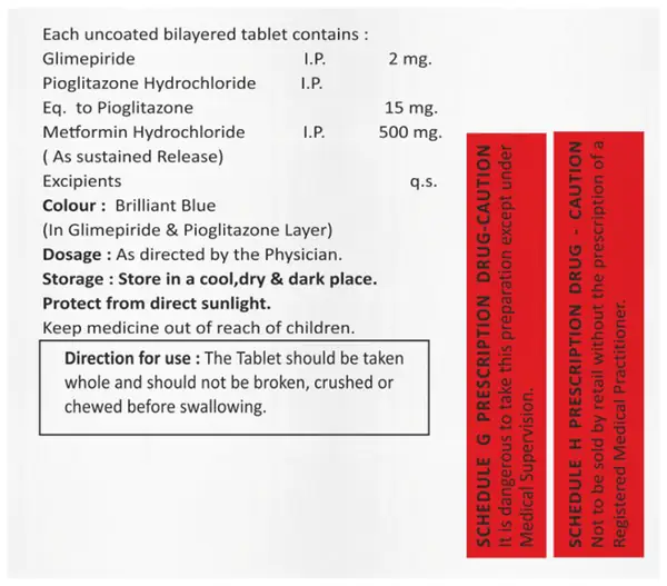 Glimstep MP 2mg/500mg/15mg Tablet