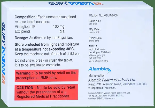 Glipy OD 100mg Tablet SR