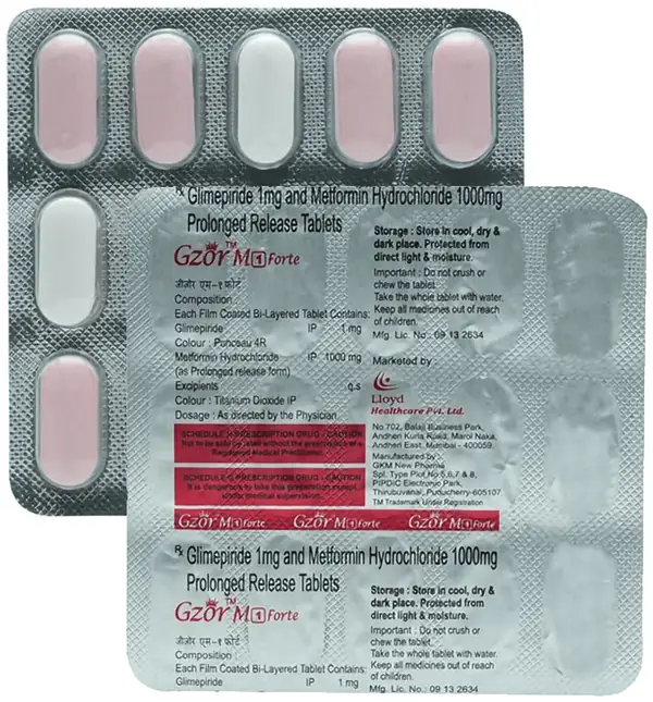 Gzor M Forte 1mg/1000mg Tablet