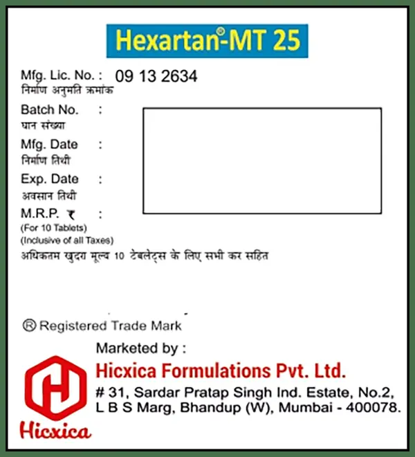 Hexartan-MT 25 Tablet ER