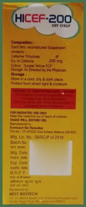 Hicef 200 Dry Syrup