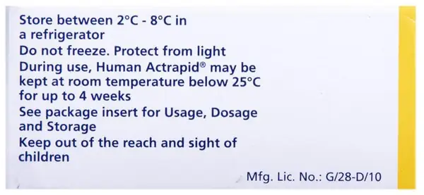 Human Actrapid 40IU/ml Solution for Injection