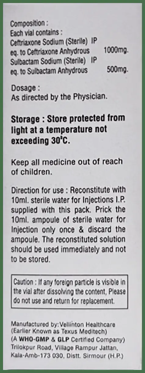 Icocef 1000mg/500mg Injection