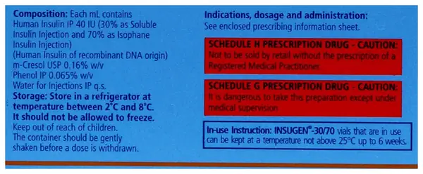 Insugen 30/70 Solution for Injection 40IU/ml