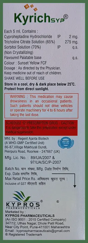 Kyrich Syrup Orange Sugar Free