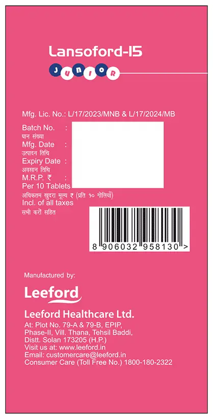 Lansoford Junior 15mg Tablet DT