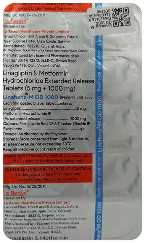 Linahenz M OD 1000mg/5mg Tablet ER