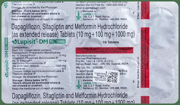 Lupisit DM 10mg/1000mg/100mg Tablet ER