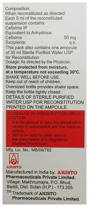 Maxicef-O 50mg Oral Suspension