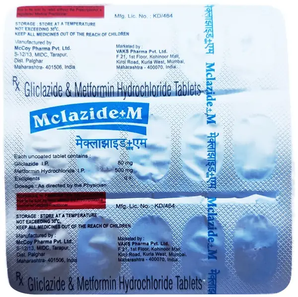 Mclazide Plus M 80mg/500mg Tablet