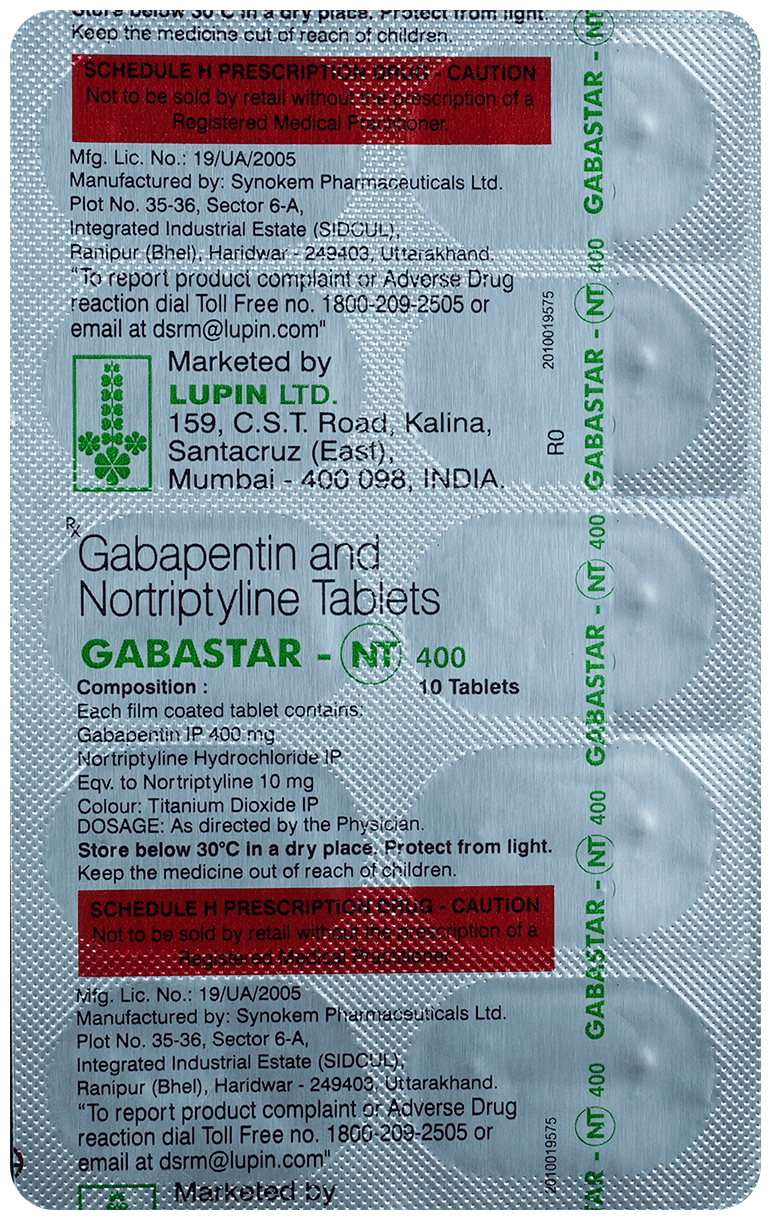 Gabastar NT 400mg/10mg Tablet
