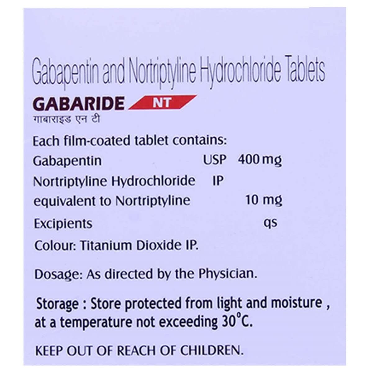 Gabaride NT 400mg/10mg Tablet