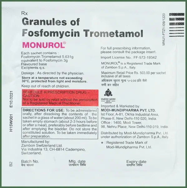 Monurol Granules For Oral Solution