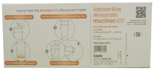 Mucinac 600 Effervescent Tablet Orange Sugar Free