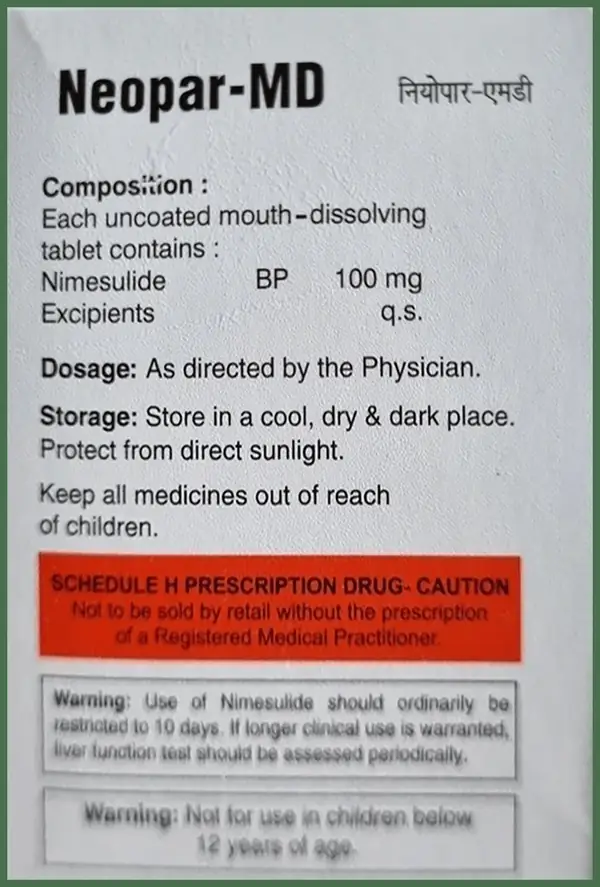 Neopar 100mg Tablet MD