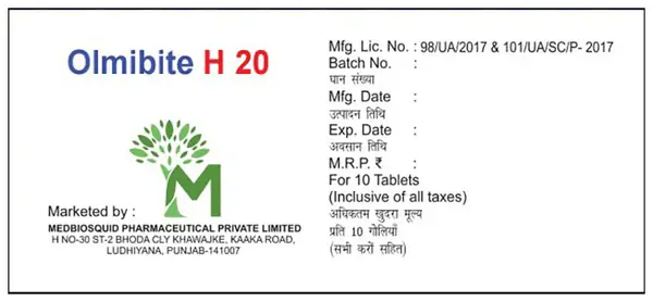 Olmibite H 20 Tablet