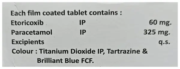 Zencoxia P 60mg/325mg Tablet
