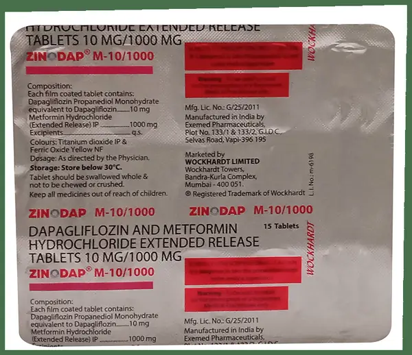 Zinodap M 10/1000 Tablet ER
